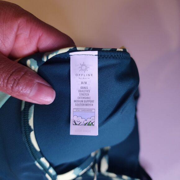 Aerie Sports Bra Womens Medium Green Yellow Cheetah Print (34C, 36A, 34G) - Picture 4 of 8